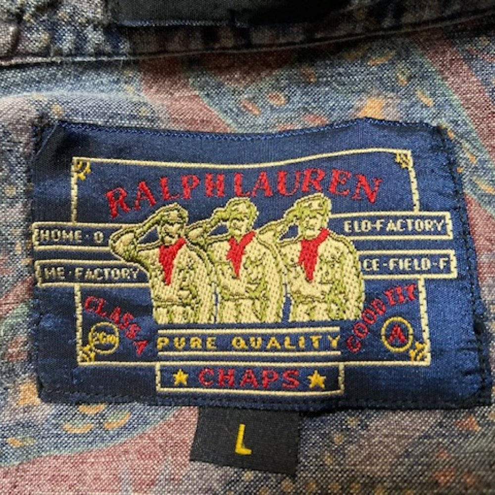 Ralph Lauren, Long Sleeve Button Down Cotton shirt, Size L, Distressed Pattern